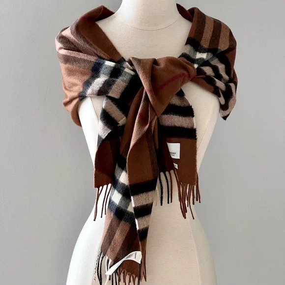 Burberry Brown and Black Checkered Scarf - Picture 4 of 8